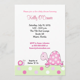 Invitation du Baby shower de la tortue rose de Lon