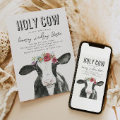 Invitation du Baby shower de la vache fleur sauvag