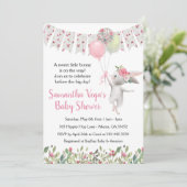 Invitation du Baby shower de lapin floral de print (Debout devant)