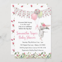 Invitation du Baby shower de lapin floral de print