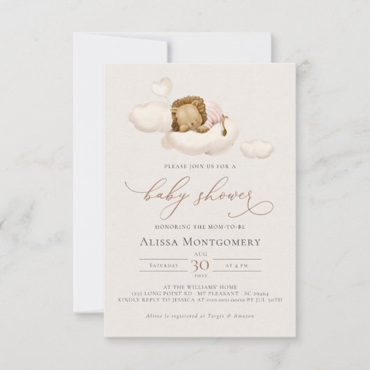 Invitation du Baby shower de Lion (Devant)