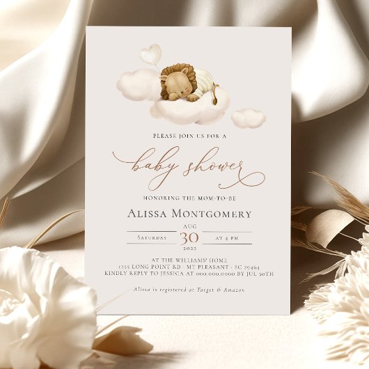 Invitation du Baby shower de Lion