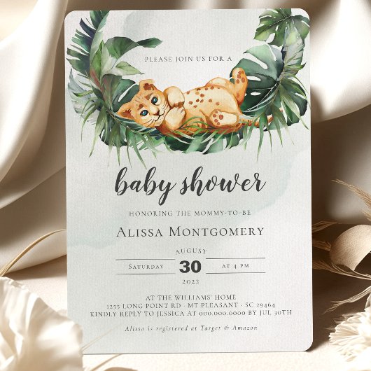 Invitation du Baby shower de Lion