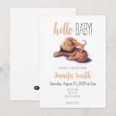 Invitation du Baby shower de Lion (Devant / Derrière)