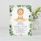 Invitation du Baby shower de Lion de la Jungle tro (Debout devant)