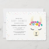 Invitation du Baby shower de Llama Floral (Devant)