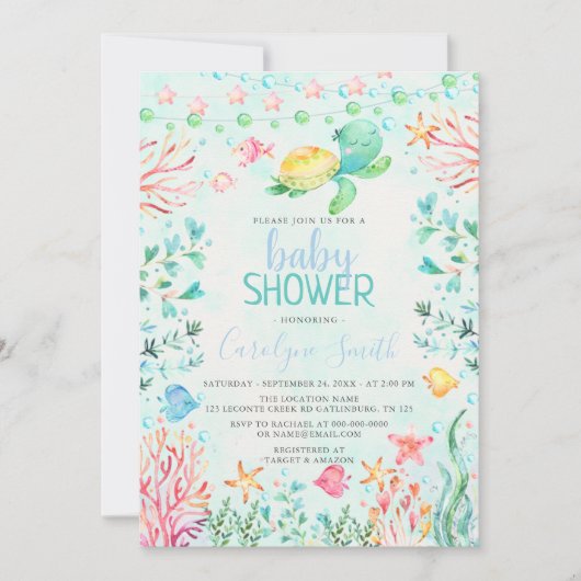 Invitation du Baby shower de mer (Devant)