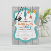 Invitation du Baby shower de pêche Excitée Reel (Debout devant)