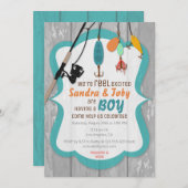 Invitation du Baby shower de pêche Excitée Reel (Devant / Derrière)