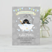 Invitation du Baby shower de pingouin (Debout devant)