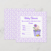INVITATION DU BABY SHOWER DE POT DE FLEURS Violet (Devant / Derrière)