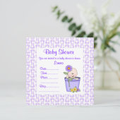 INVITATION DU BABY SHOWER DE POT DE FLEURS Violet (Debout devant)