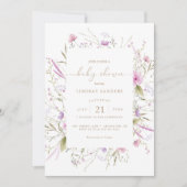 Invitation du Baby shower de prairie fleur sauvage (Devant)