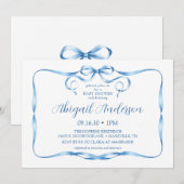 Invitation du Baby shower de ruban bleu aquarelle (Devant / Derrière)