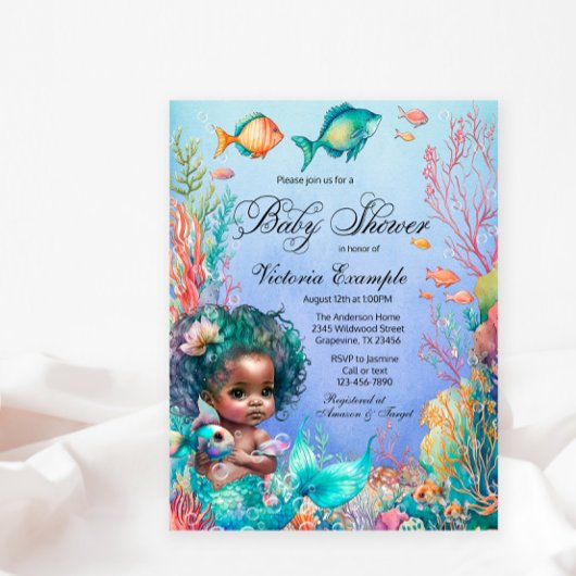 Invitation du Baby shower de sirène africain