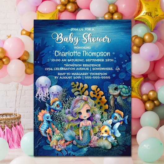 Invitation du Baby shower de sirène océanique
