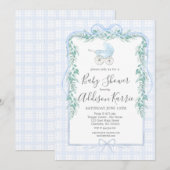 Invitation du baby shower de transport de bébé Pre (Devant / Derrière)