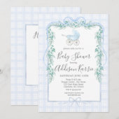 Invitation du baby shower de transport de bébé Pre (Devant / Derrière)