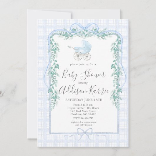 Invitation du baby shower de transport de bébé Pre (Devant)