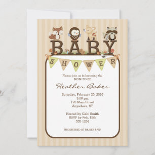 Invitation du Baby shower des amis de la forêt