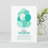 Invitation du Baby shower des ballons turquoises (Debout devant)