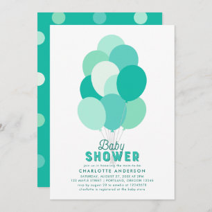 Invitation du Baby shower des ballons turquoises