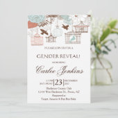 Invitation du Baby shower des cages d'oiseaux révé (Debout devant)