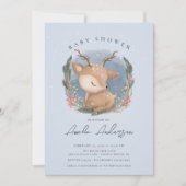 Invitation du Baby shower des cerfs forestiers (Devant)