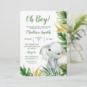 Invitation du Baby shower des éléphants tropicaux (Debout devant)