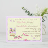Invitation du Baby shower des hibou et papillons (Debout devant)