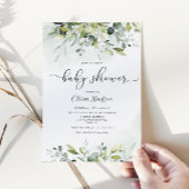 Invitation du baby shower d'eucalyptus vert