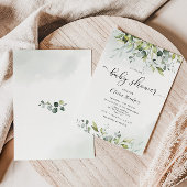 Invitation du baby shower d'eucalyptus vert