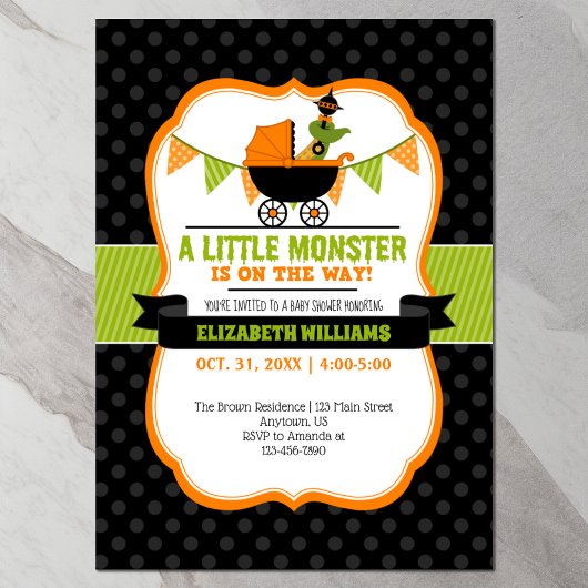 Invitation du Baby shower d'Halloween Little Monst