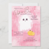 Invitation du Baby shower d'Halloween rose-a-Boo (Devant)