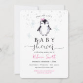 Invitation du Baby shower d'hiver de Penguin (Devant)