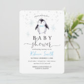 Invitation du Baby shower d'hiver de Penguin (Debout devant)