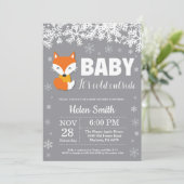 Invitation du Baby shower d'hiver Fox Snowflake (Debout devant)