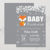 Invitation du Baby shower d'hiver Fox Snowflake (Devant / Derrière)