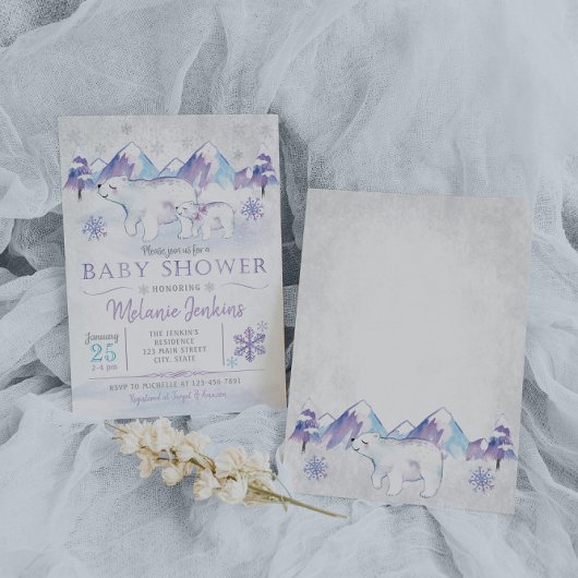 Invitation du Baby shower d'hiver Ours polaire Sno