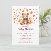Invitation du Baby shower d'ours en peluche de l'a (Debout devant)