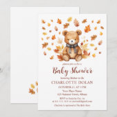 Invitation du Baby shower d'ours en peluche de l'a (Devant / Derrière)