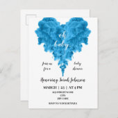 Invitation du baby shower du coeur de fumée bleu b (Devant / Derrière)