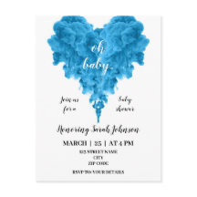 Invitation du baby shower du coeur de fumée bleu b