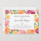 Invitation du Baby shower du pavot de Californie (Devant)