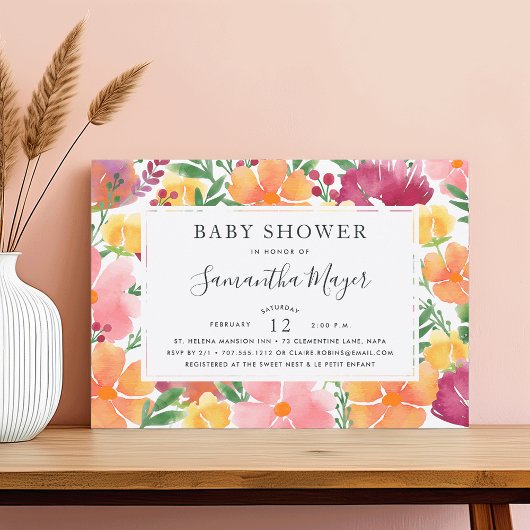 Invitation du Baby shower du pavot de Californie