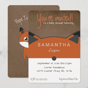 Invitation du Baby shower du renard d'automne mign