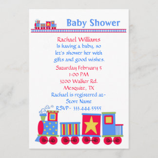 Invitation du Baby shower du train de jouets