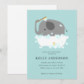 Invitation du Baby shower Elephant (Devant / Derrière)