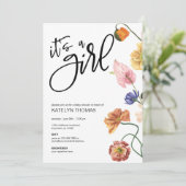 Invitation du Baby shower Fleur sauvage floral bri (Debout devant)