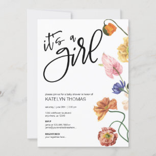 Invitation du Baby shower Fleur sauvage floral bri